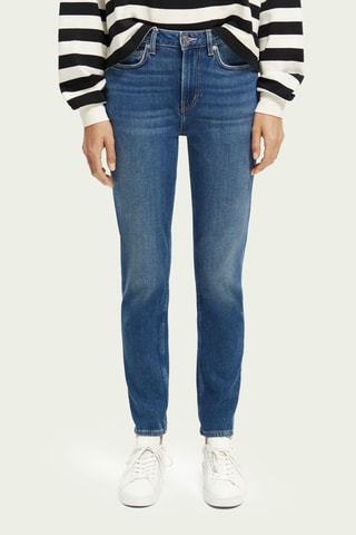 Biologisch Katoenen Jeans Hoge Taille - Marineblauw