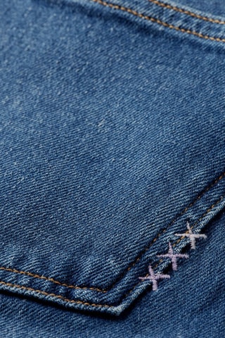 Biologisch Katoenen Jeans Hoge Taille - Marineblauw