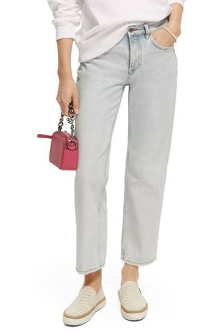 Jeans Recht Model Hoge Taille Blauw