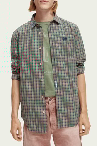 Biologisch Katoenen Overhemd Regular Fit - Lichtgroen en Marineblauw