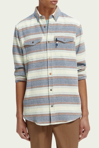 Biologisch Katoenen Overhemd Regular Fit - Blauwgrijs en Wit