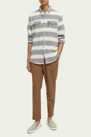 Biologisch Katoenen Overhemd Regular Fit - Blauwgrijs en Wit