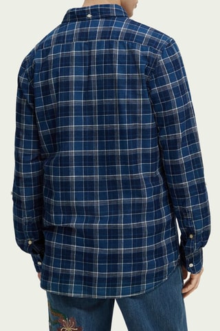 Linnen Overhemd Regular - Koningsblauw en Lichtgrijs