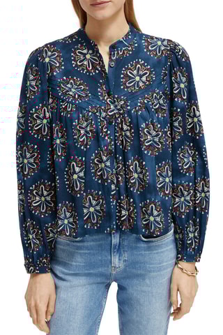 Blouse van biologisch katoen. Blauw