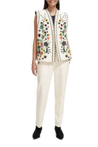 Pantalon en coton biologique taille haute - Ecru