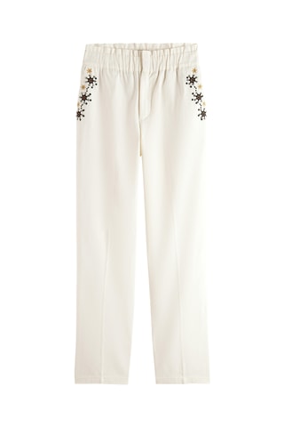 Pantalon en coton biologique taille haute - Ecru