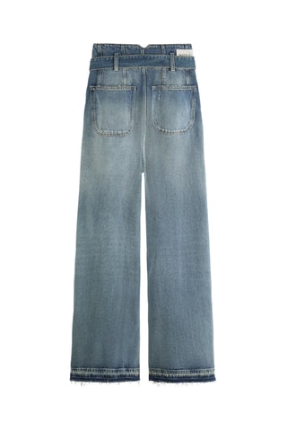 Biologisch Katoenen Jeans wide legs Hoge taille.- Blauw