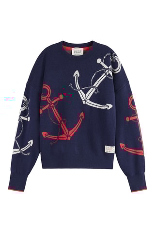 Wollen en Biologisch Katoenen Trui - Marineblauw