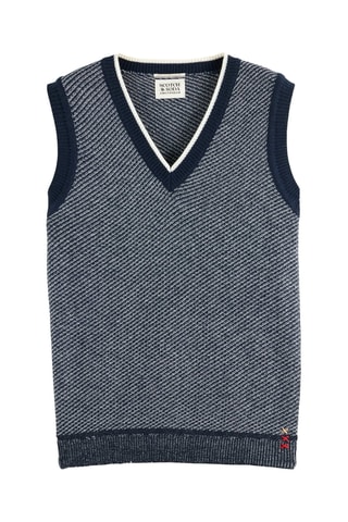 Wollen vest zonder mouwen- Marineblauw