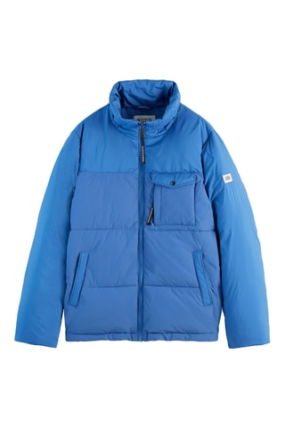 Gewatteerde jas met capuchon - Blauw