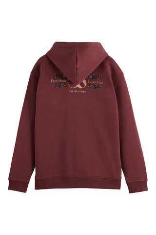 Sweater relaxed met capuchon - Bordeauxrood