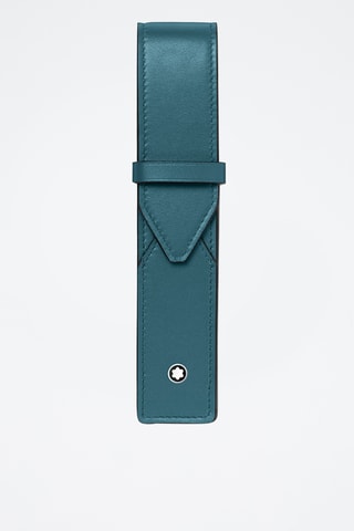 Estuche de piel para artículo de escritura - Azul petróleo