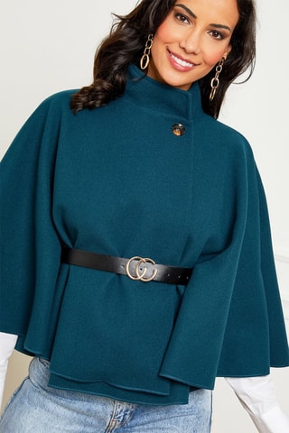 Abrigo capa - 
Azul petróleo