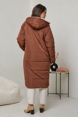 Anorak reversible con capucha - Café y beige