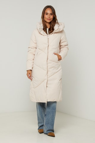 Anorak largo con capucha - Beige