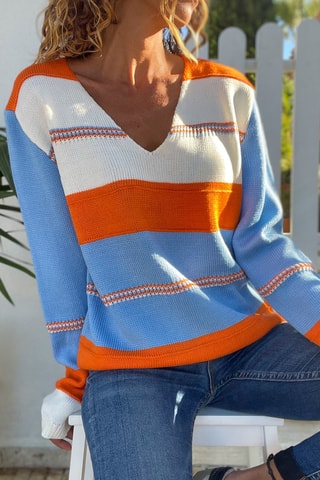 Trui - Blauw en oranje