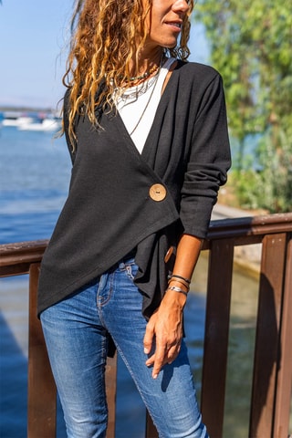 Asymmetrisch Vest Gemêleerd Zwart