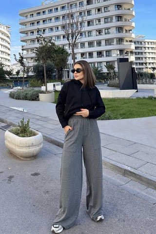 Broek Wide Legs Antraciet