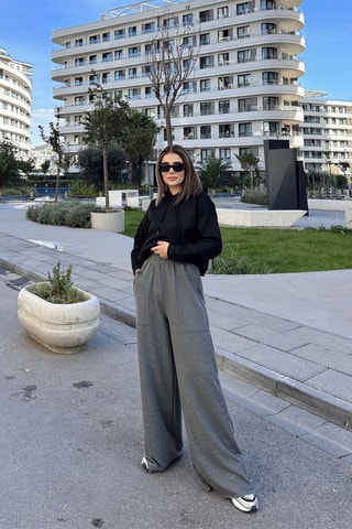 Broek Wide Legs Antraciet