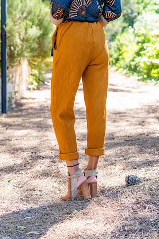 7/8 Getextureerde Chino Mosterdgeel