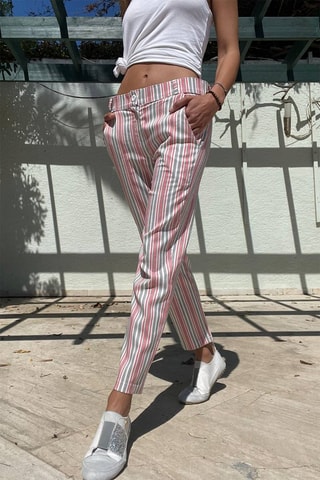 Rechte Broek Roze en Wit