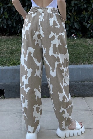 Broek Hoge Taille - Beige en Bruin