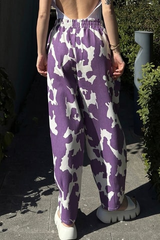 Broek Hoge Taille - Paars en Wit