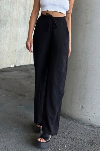 Broek Wide Legs Hoge Taille - Zwart