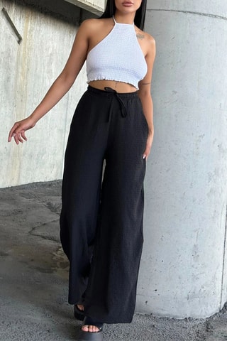 Broek Wide Legs Hoge Taille - Zwart