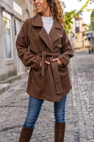 Wollen Jas Gemêleerd Bruin