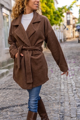 Wollen Jas Gemêleerd Bruin