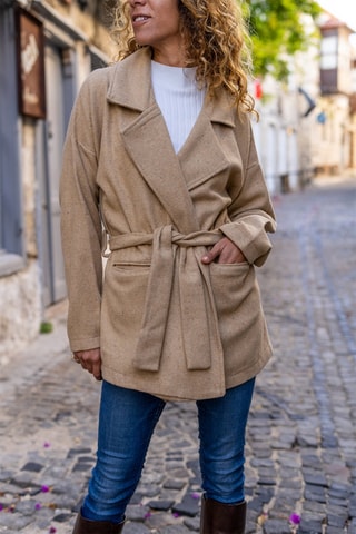 Wollen Jas Gemêleerd Karamelbruin