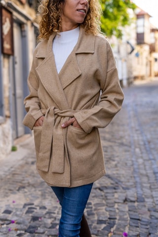 Wollen Jas Gemêleerd Karamelbruin