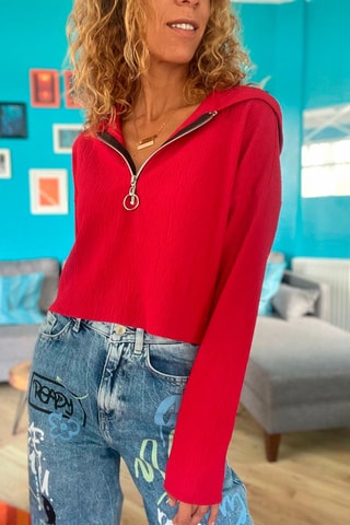 Top met Capuchon Bordeauxrood