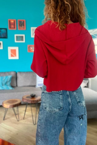 Top met Capuchon Bordeauxrood