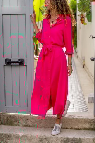 Lange Blouse-jurk Fuchsia
