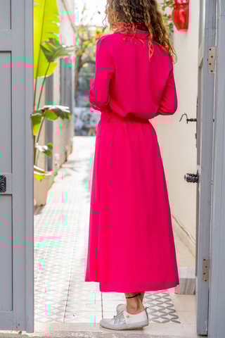 Lange Blouse-jurk Fuchsia
