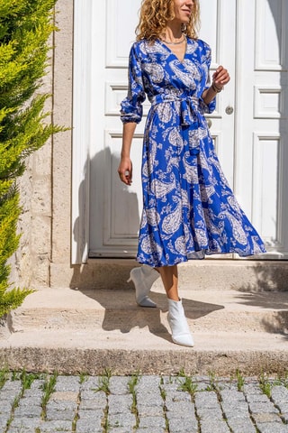 Soepelvallende Jurk Koningsblauw en Wit