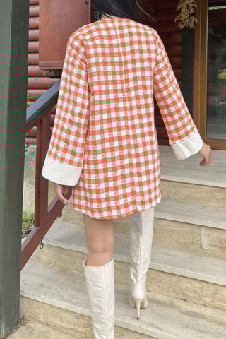 Trapezium Jurk - Oranje en wit