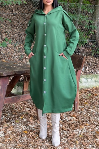 Sweaterjurk met Capuchon - Groen