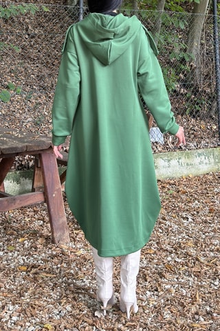 Sweaterjurk met Capuchon - Groen