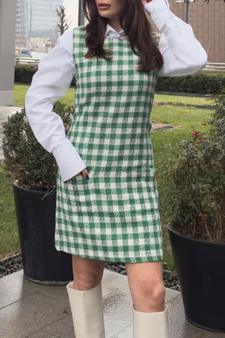 Rechte Jurk   Groen en Wit