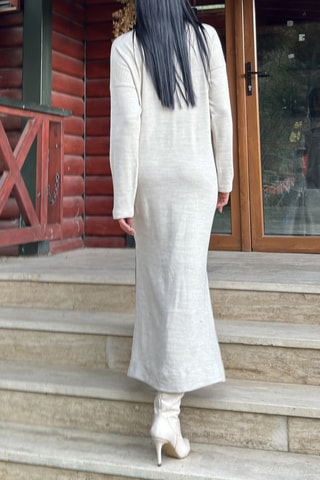 Lange Jurk - Gemêleerd Lichtgrijs 