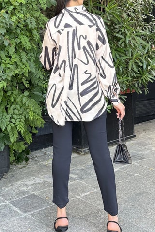 Blouse - Beige en Zwart