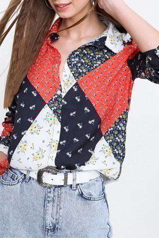 Blouse Blauw en Ecru