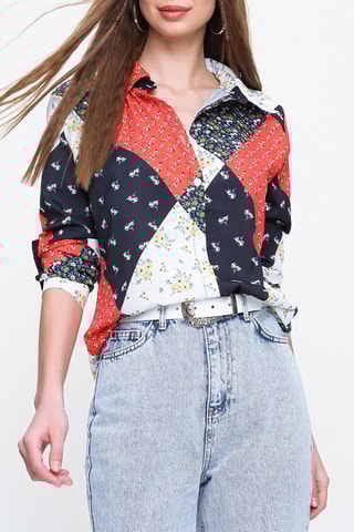 Blouse Blauw en Ecru