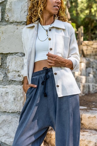 Wollen Blouse Gemêleerd Ecru