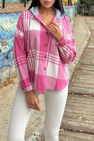 Wollen Jasje - Fuchsia en wit