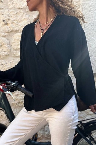 Wikkelblouse - Zwart