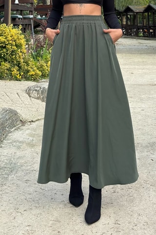 Lange Rok Hoge Taille - Kaki